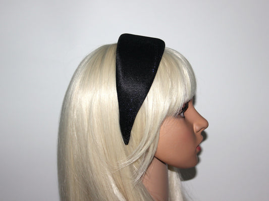 Black Sparkly headband Padded hairband scarf, plastic free