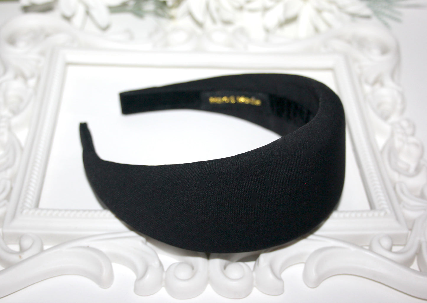Padded headband scarf, Black viscose hairband, Thick puffy headband, plastic free
