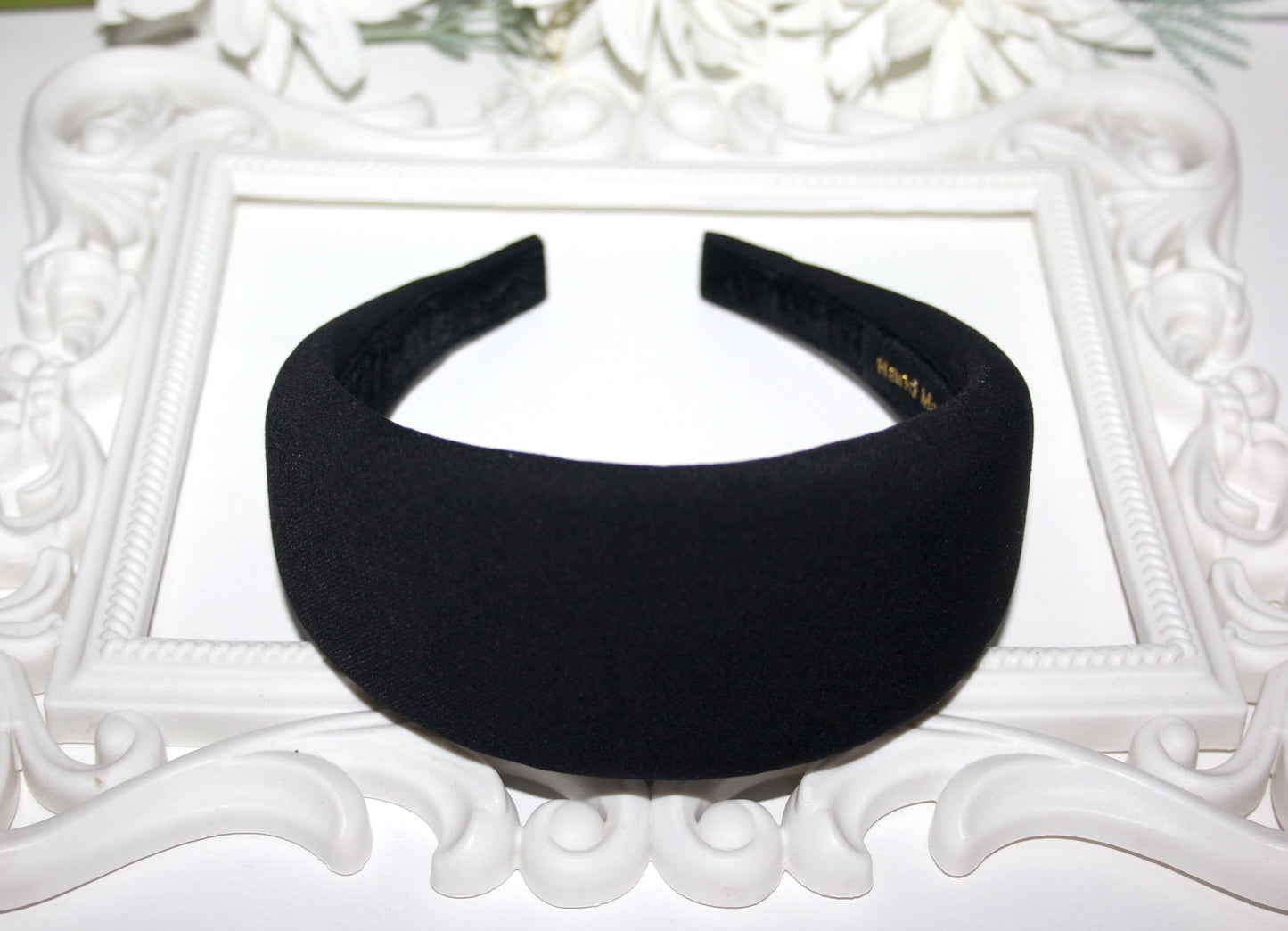 Padded headband scarf, Black viscose hairband, Thick puffy headband, plastic free