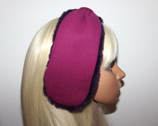 Mauve women earmuffs Faux fur ear warmer headband turban