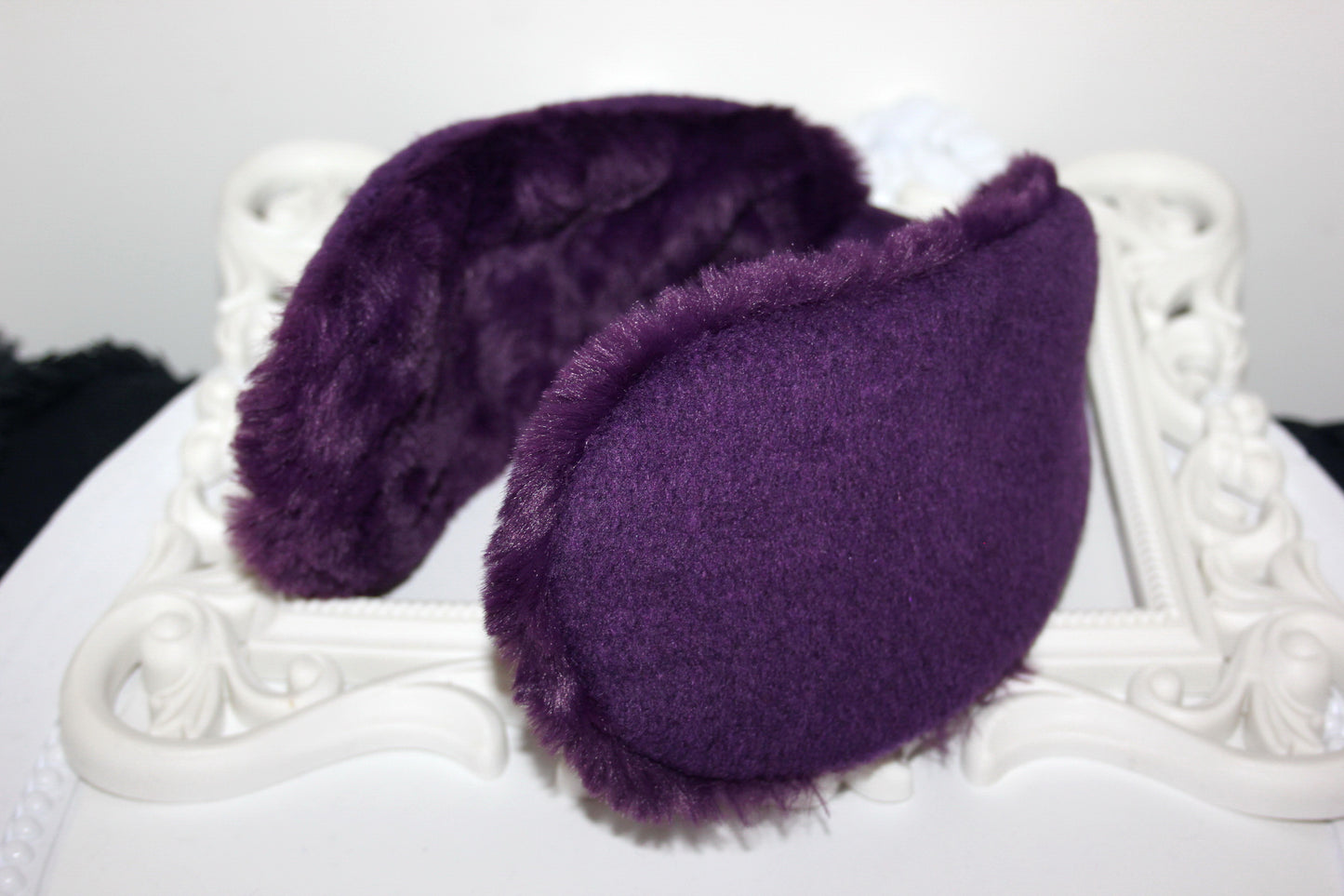 Dark Purple women earmuffs Faux fur skiing headphones Winter head accessories