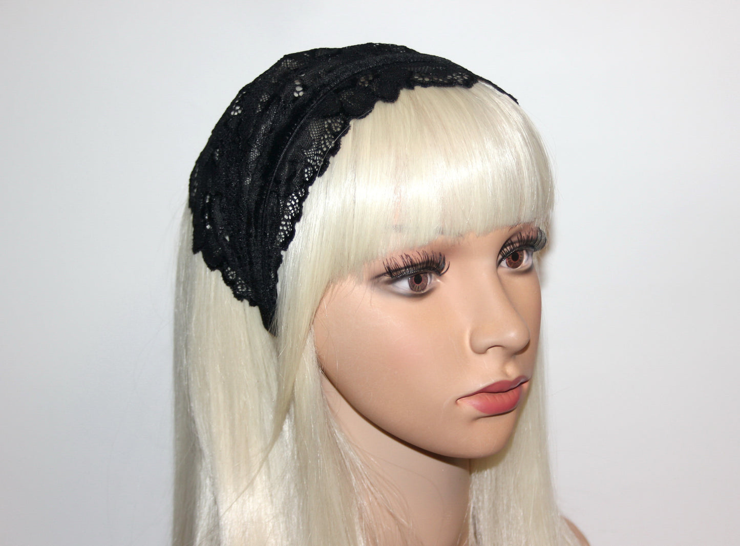 Prayer lace veil 7" inch Black religious head cover Christian head covering, plastic free