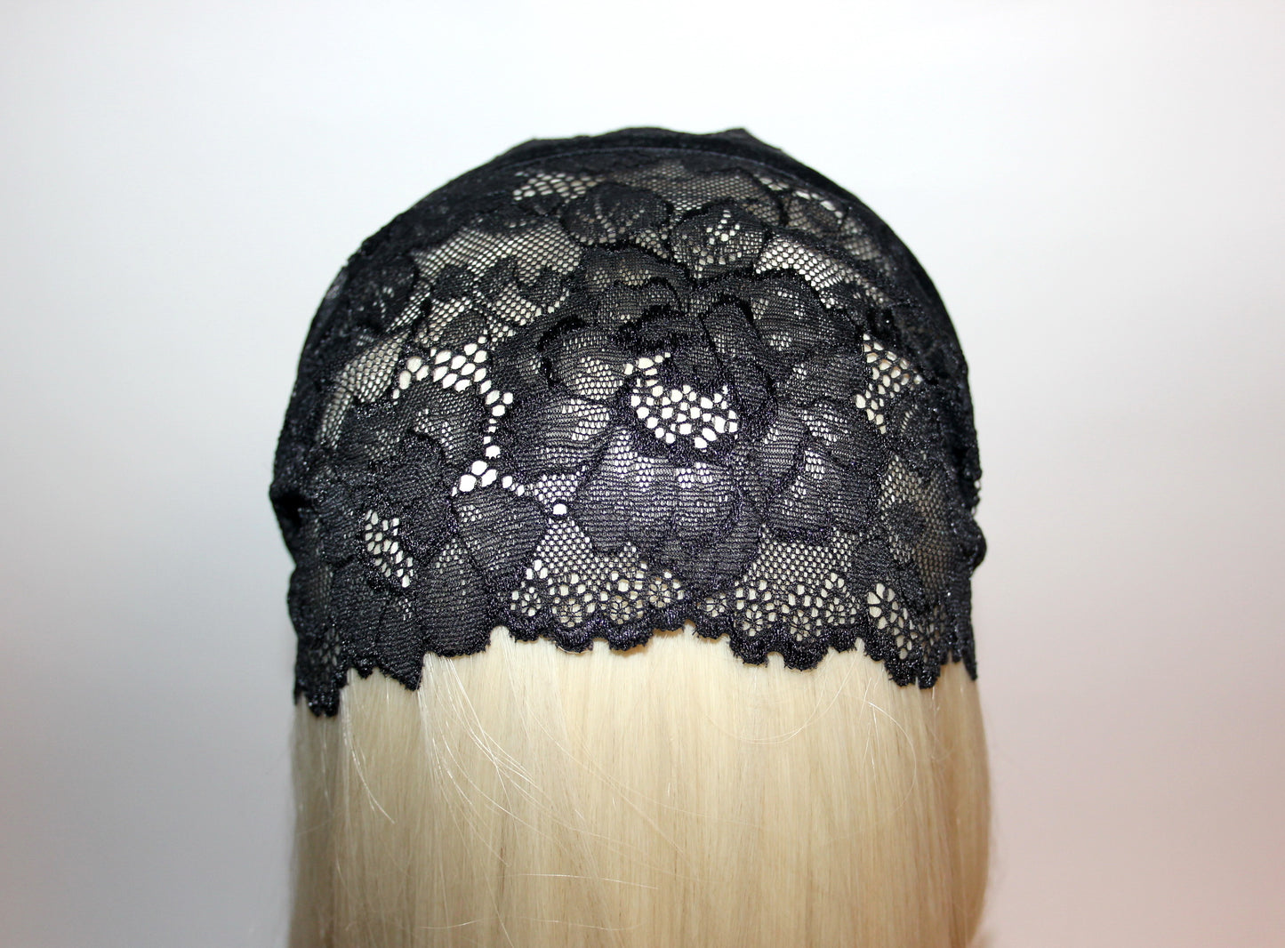 Prayer lace veil 7" inch Black religious head cover Christian head covering, plastic free