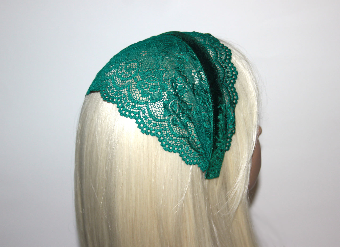 Emerald Green prayer veil 6"inch Christian lace head covering, plastic free