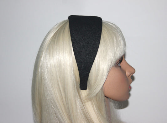Black melange denim hairband, Cotton jeans headband, plastic free