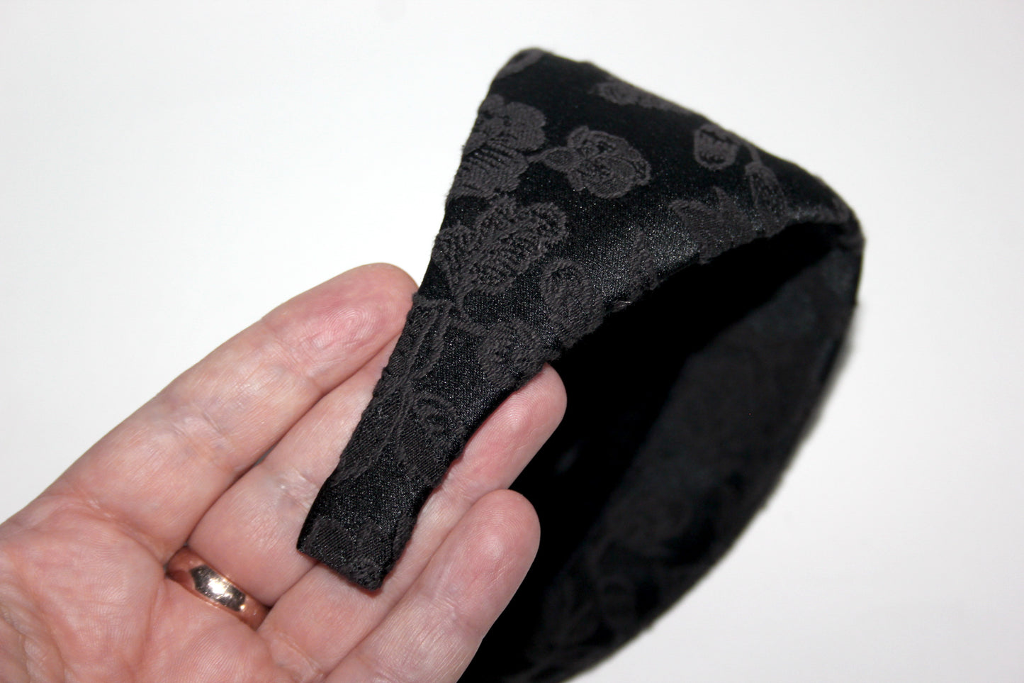 Jacquard cotton headband Black & Dark Brown head scarf, plastic free