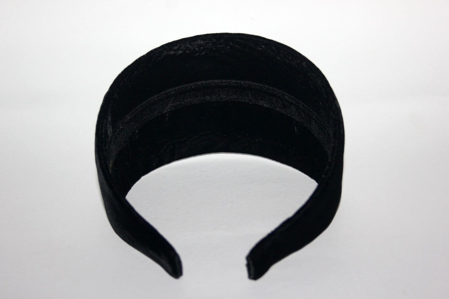Black silk velvet headband for women, wide adjustable hairband, plastic free