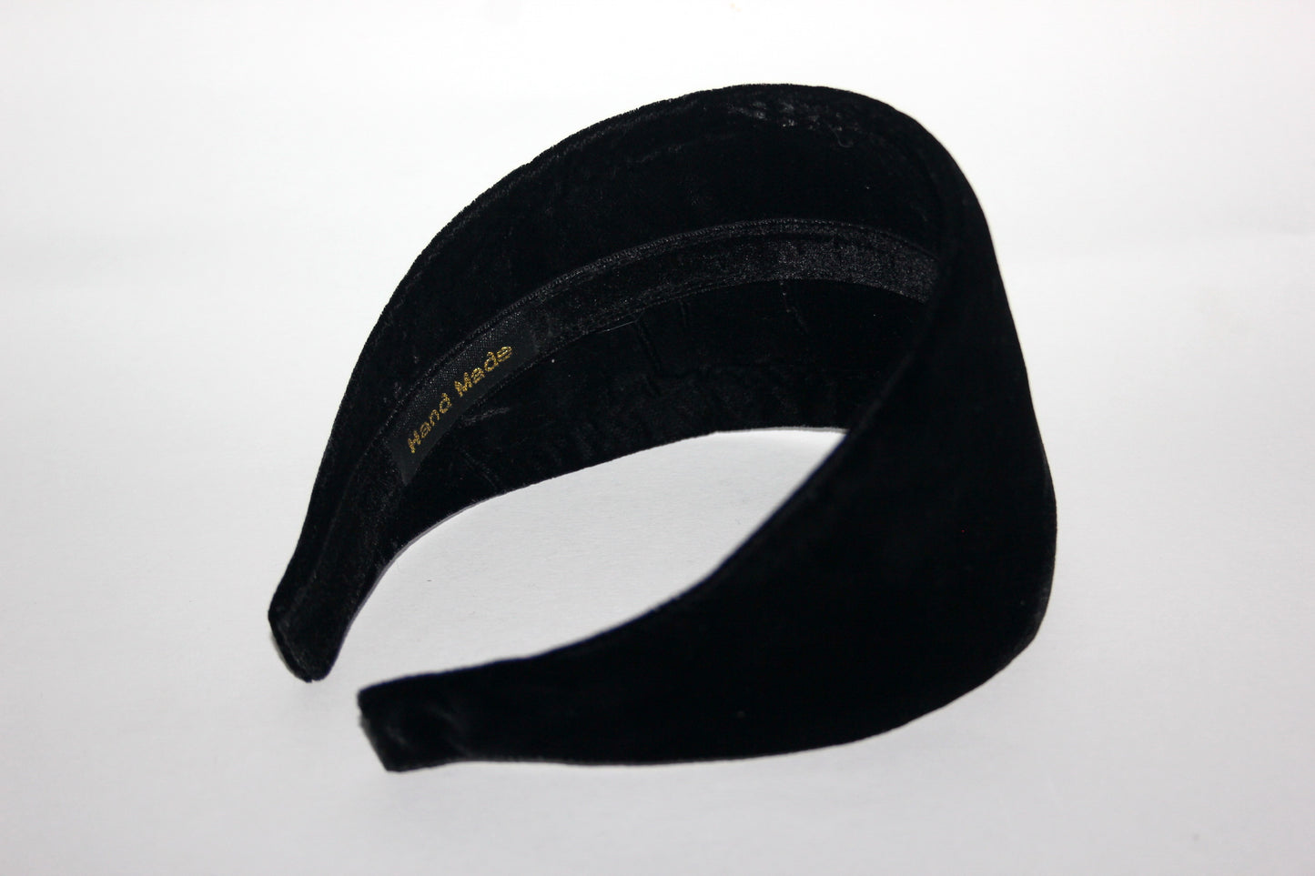 Black silk velvet headband for women, wide adjustable hairband, plastic free