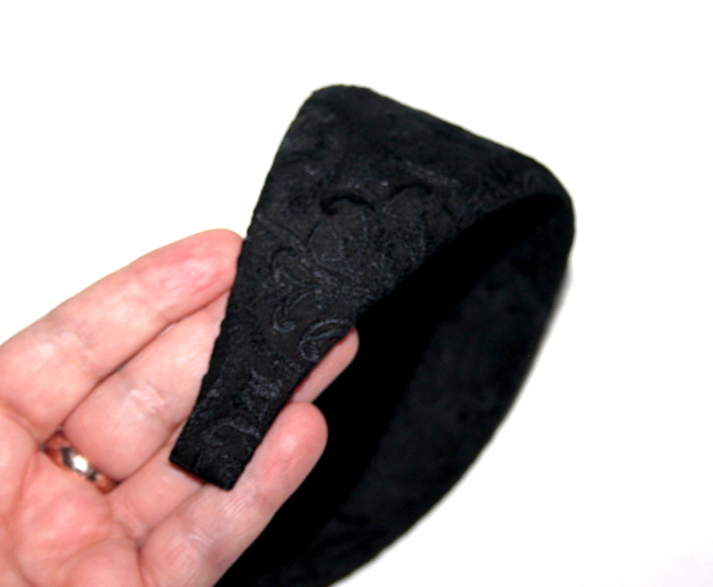Embroidered headband Black women head scarf, plastic free