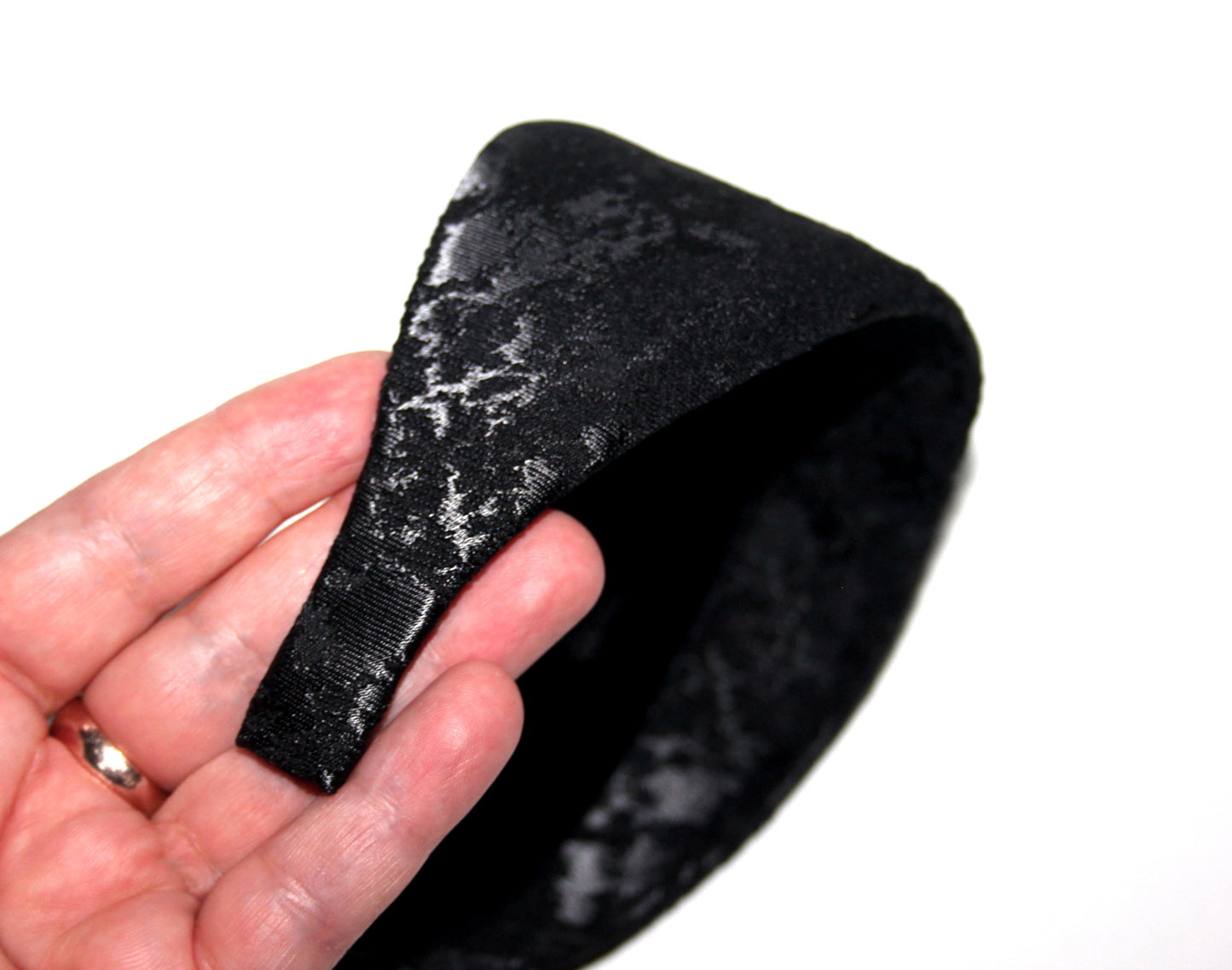 Black jacquard headband women Abstract pattern hairband, plastic free