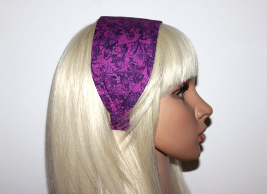 Purple extra wide abstract print hairband bandana