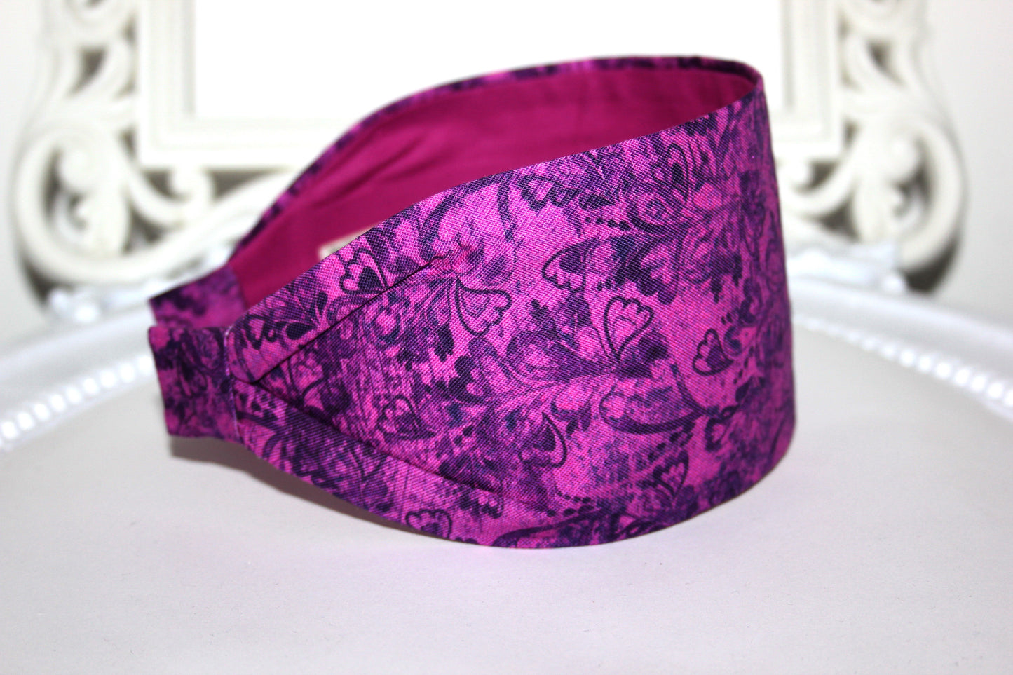 Purple extra wide abstract print hairband bandana