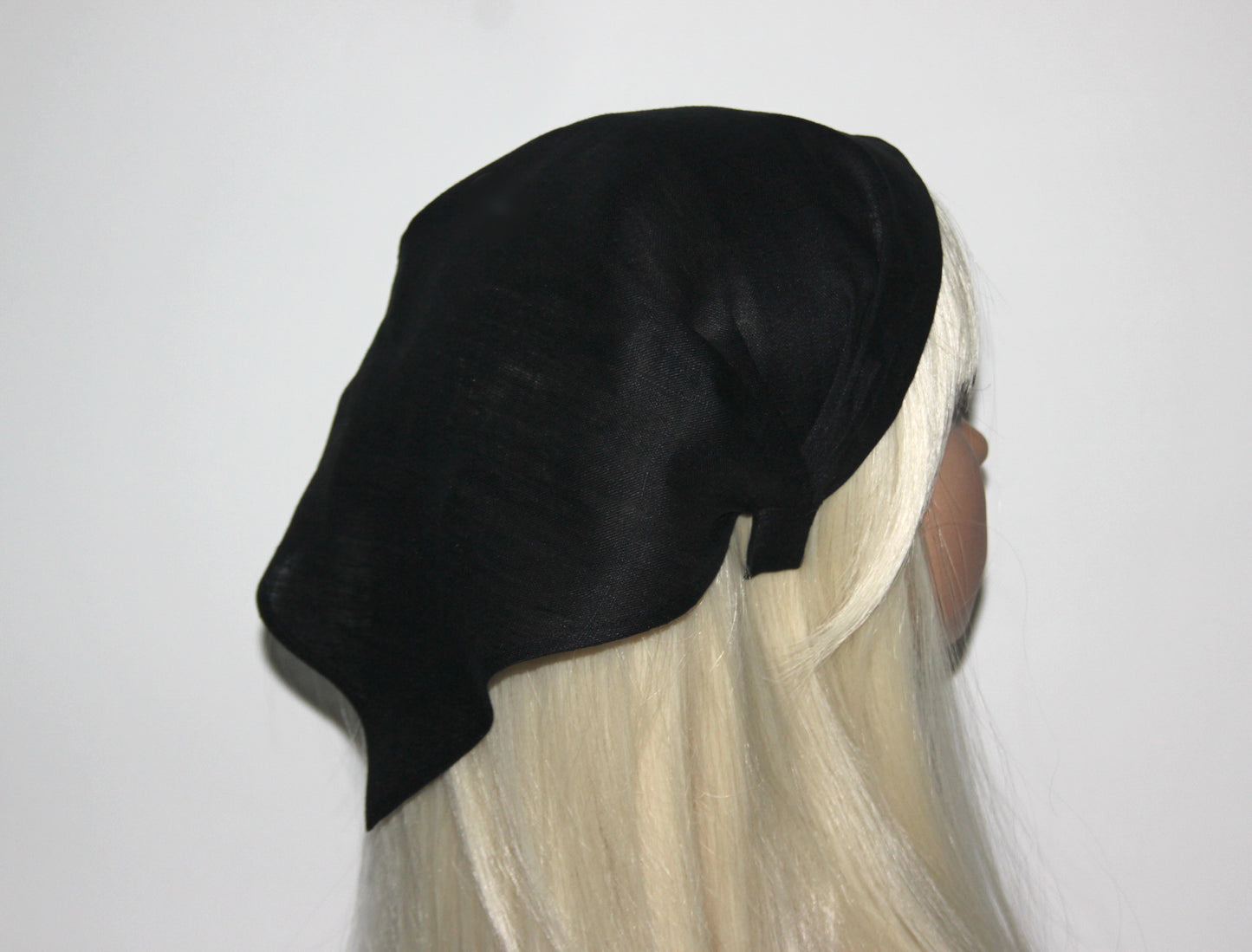 Black triangle bandana Linen alopecia headband Comfy hippie headband
