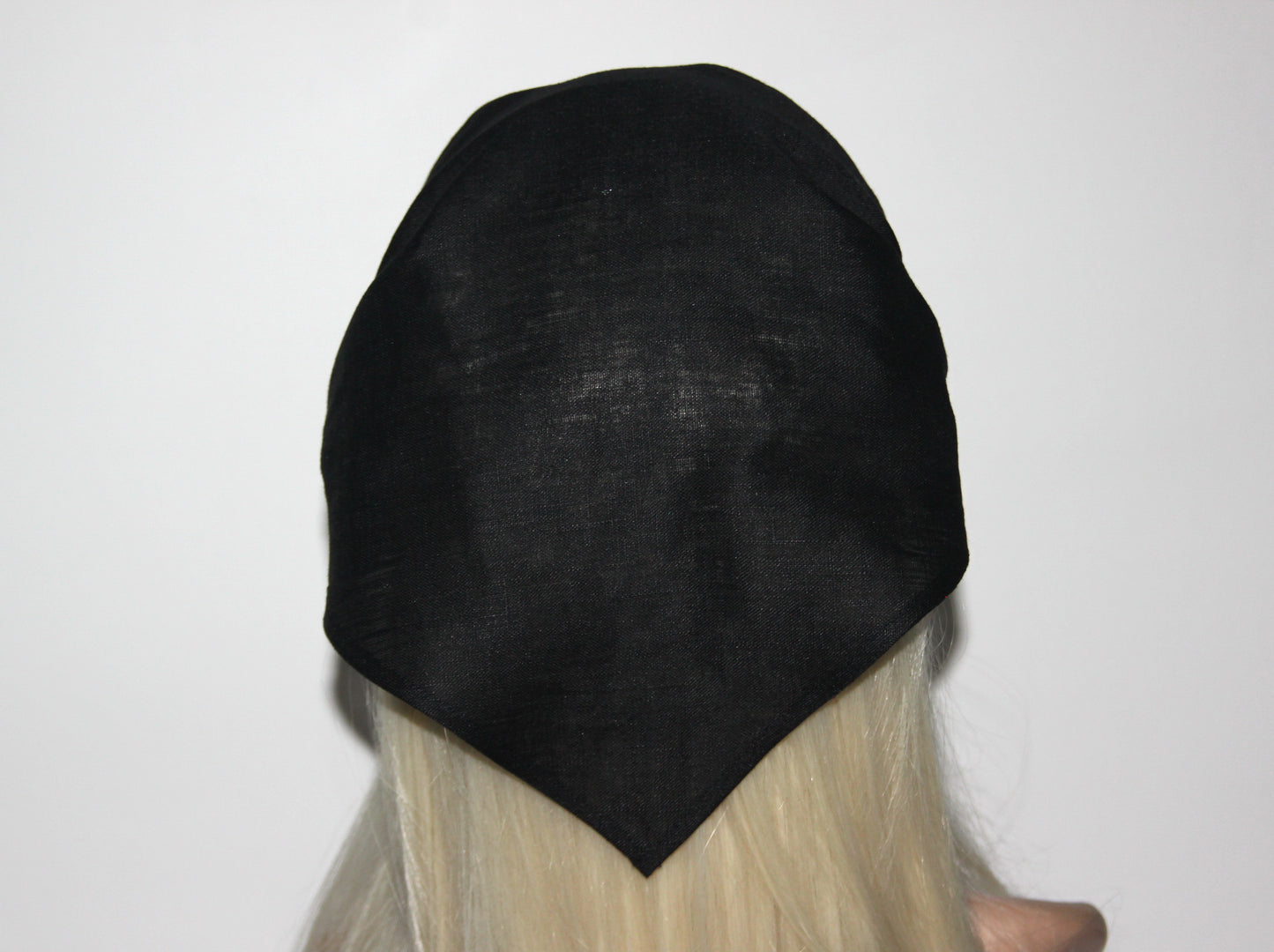 Black triangle bandana Linen alopecia headband Comfy hippie headband