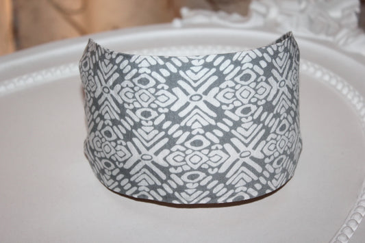 Wide headband Gray & White cotton blend headband for women