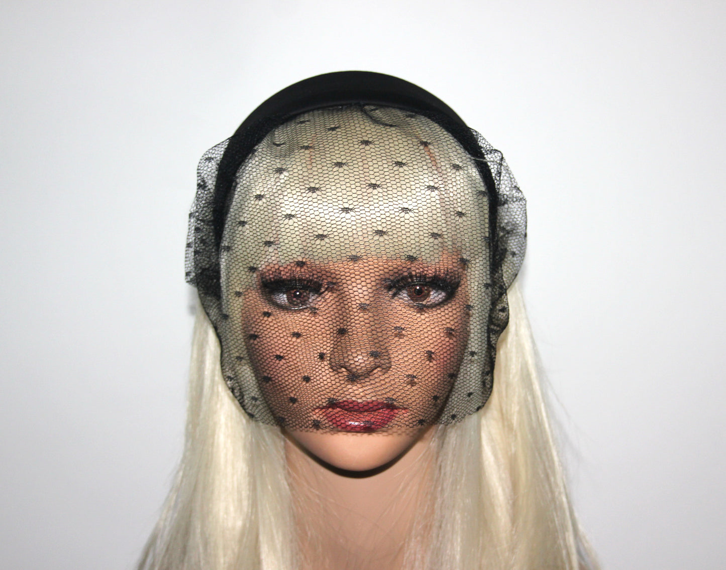 Black cotton headband with veil, Handmade hair scarf, funeral, festive, party, plastic free