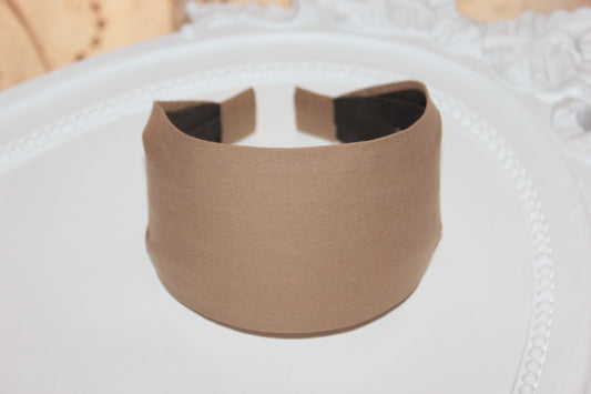 Wide cotton headband scarf Light Brown cotton pixie cut headpiece