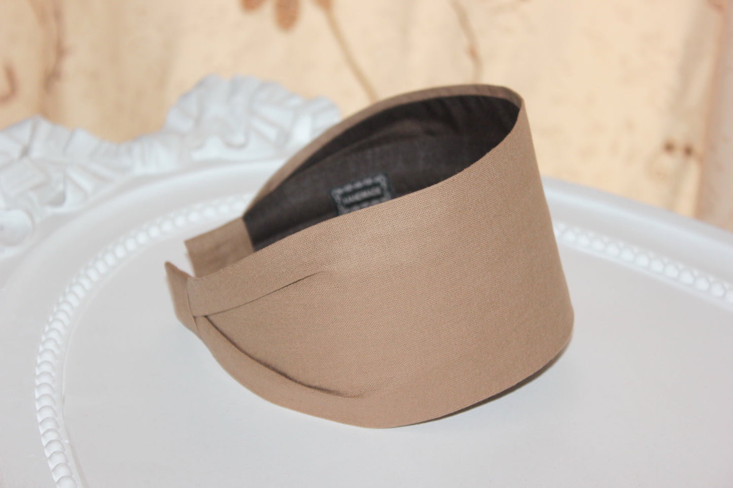 Wide cotton headband scarf Light Brown cotton pixie cut headpiece