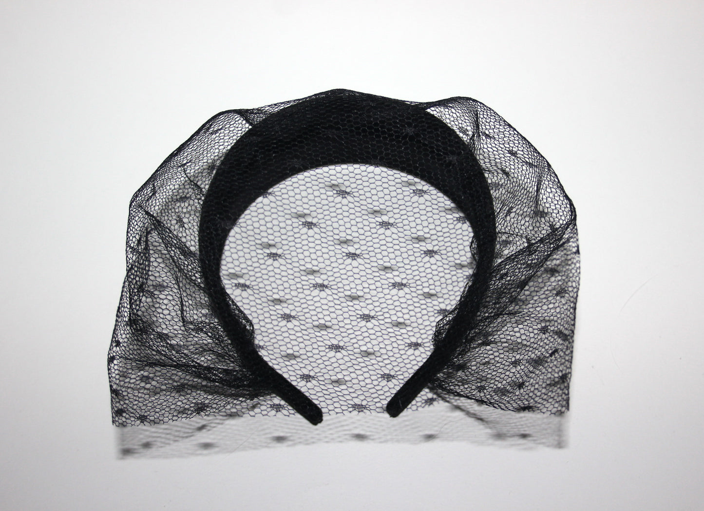 Black cotton headband with veil, Handmade hair scarf, funeral, festive, party, plastic free