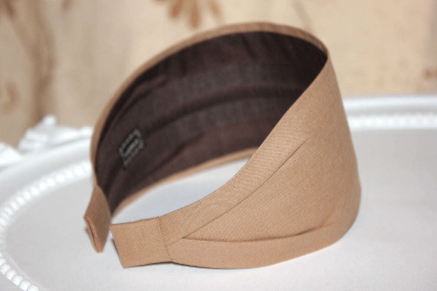 Wide cotton headband scarf Light Brown cotton pixie cut headpiece
