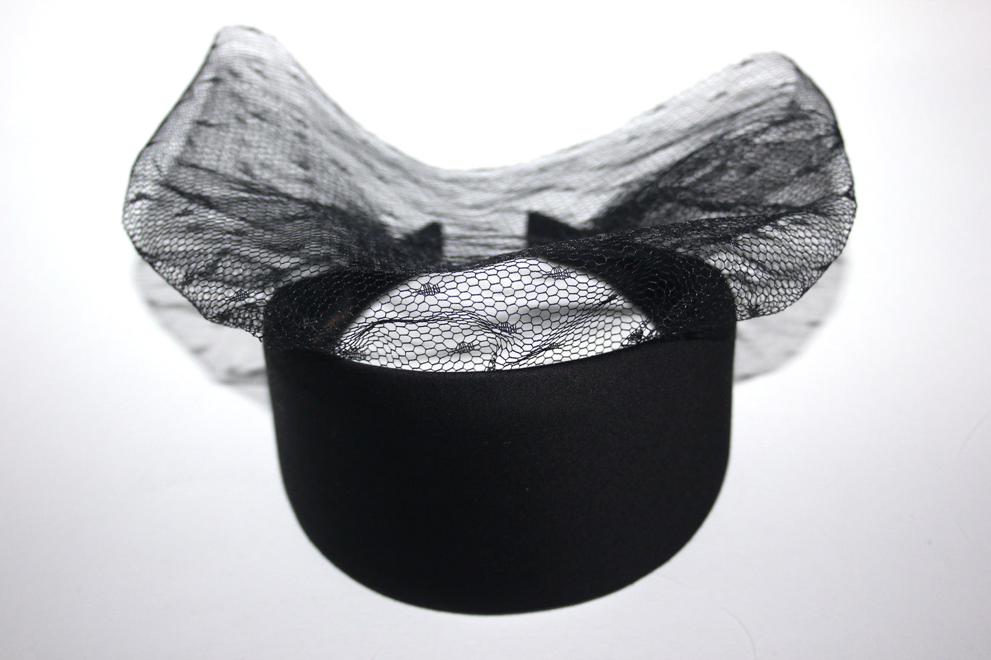 Black cotton headband with veil, Handmade hair scarf, funeral, festive, party, plastic free