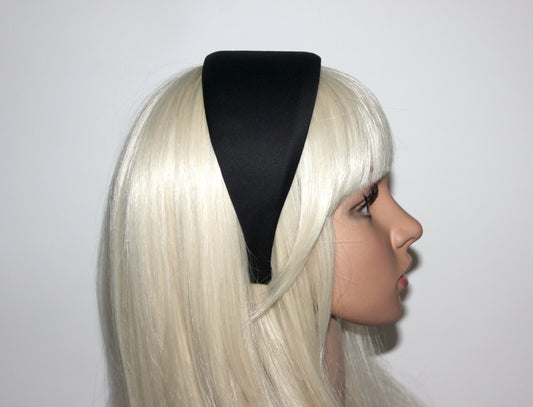 Black cotton/satin headband Plain satin touch hairband scarf, plastic free