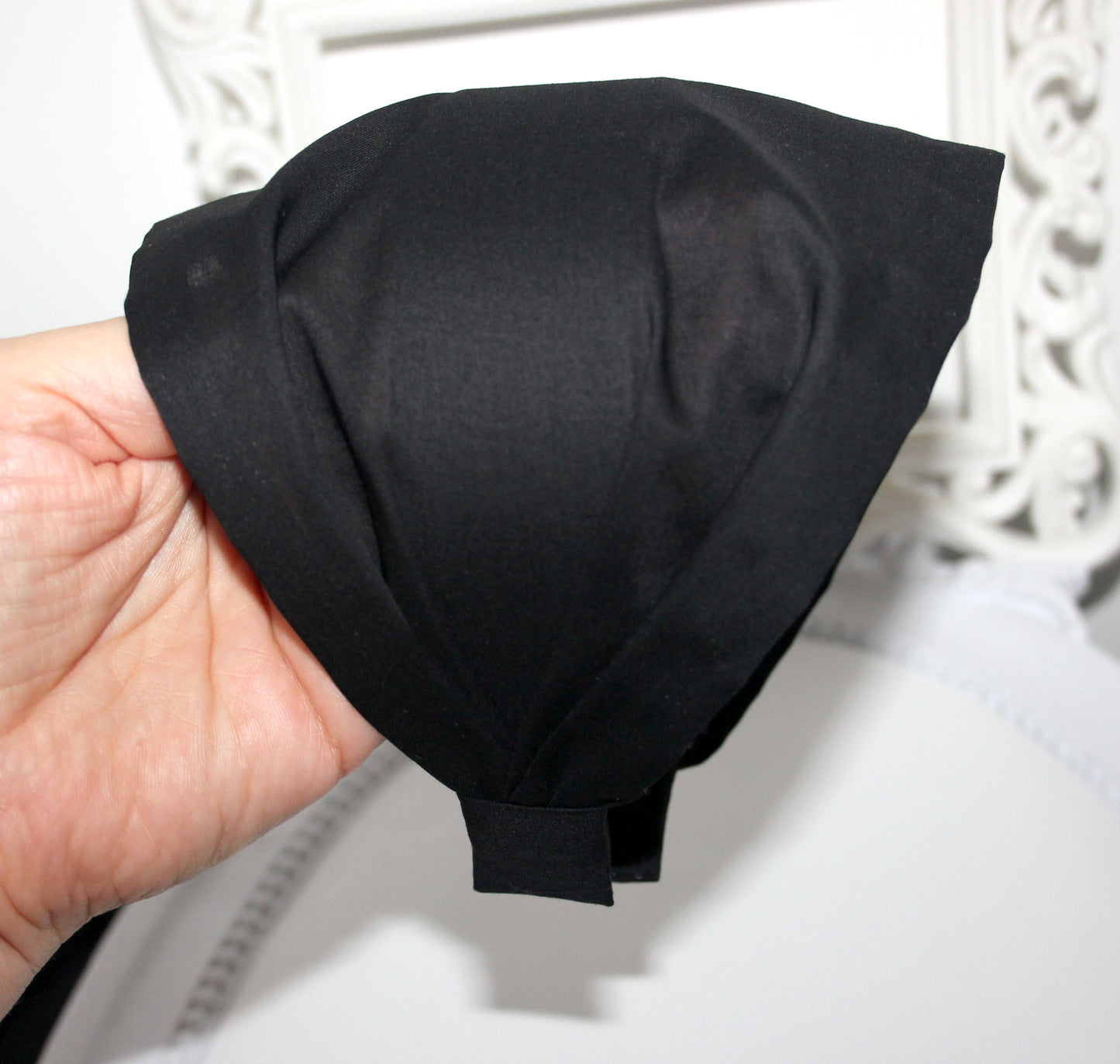 Headband Bandana for women Black batiste cotton head scarf, Running cotton head cover