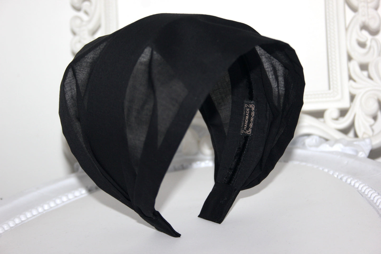Headband Bandana for women Black batiste cotton head scarf, Running cotton head cover