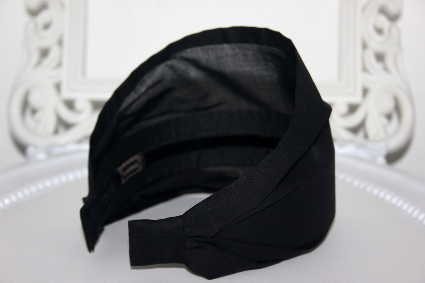 Headband Bandana for women Black batiste cotton head scarf, Running cotton head cover