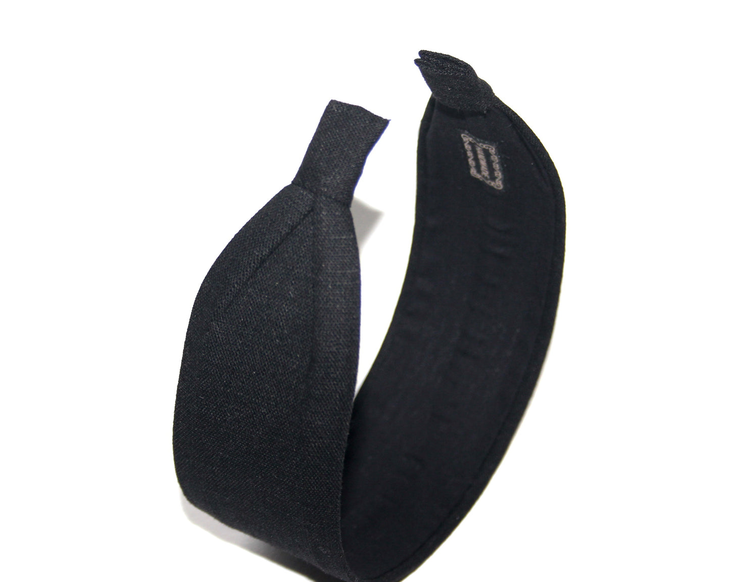 Black linen flat headband Handmade women hairband, adjustable, plastic free