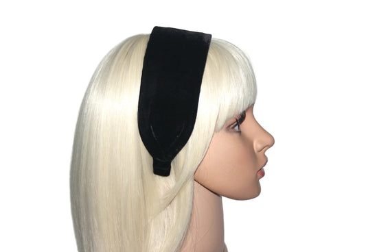 Black poly silk velvet flat headband Handmade women hairband