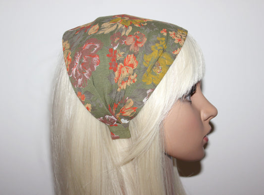 Army Green headband bandana Boho print hairband scarf