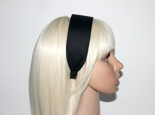 Black cotton flat headband Handmade women hairband, adjustable, plastic free