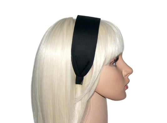Black cotton flat headband Handmade women hairband, adjustable, plastic free