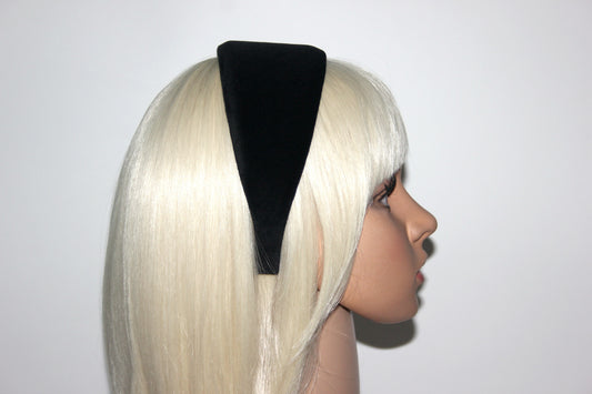 Black cotton velvet headband for women, wide hairband, plastic free