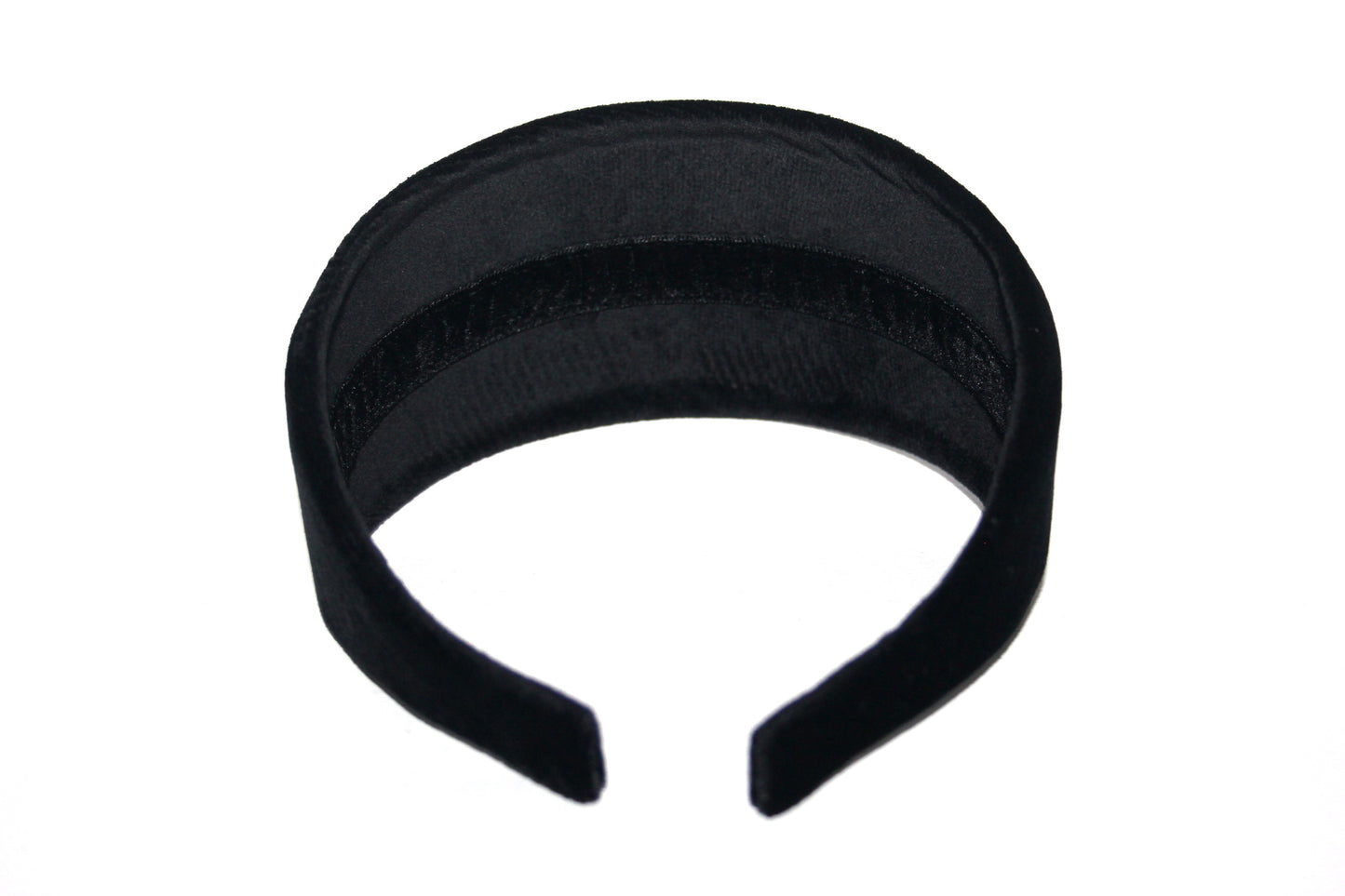 Black cotton velvet headband for women, wide hairband, plastic free