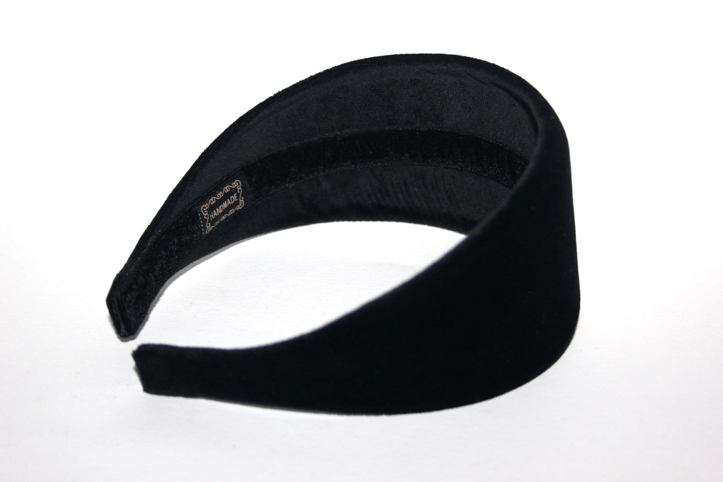 Black cotton velvet headband for women, wide hairband, plastic free