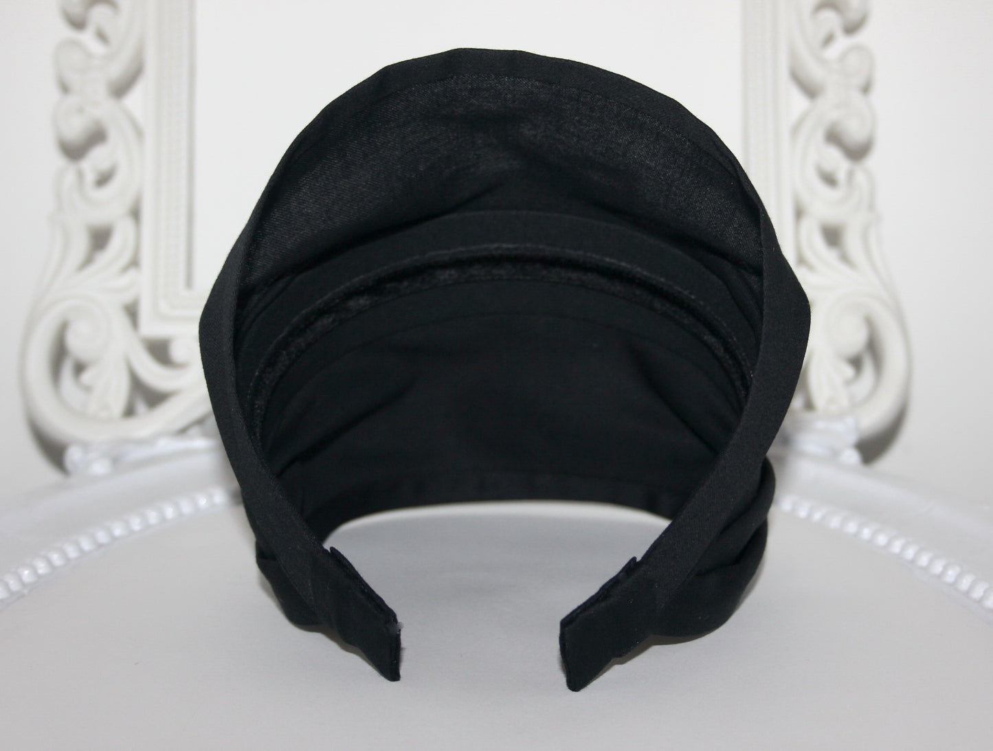 Wide headband bandana Black cotton satin fabric hairband, alopecia head scarf