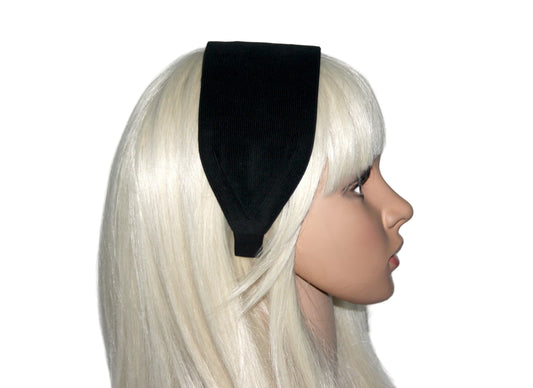 Black micro corduroy headband Flat hairband scarf
