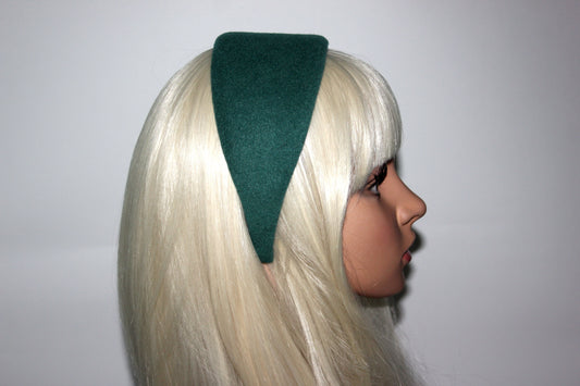 Pine Green felted headband Warm head scarf Handmade head corver Preppy head accessory, plastic free