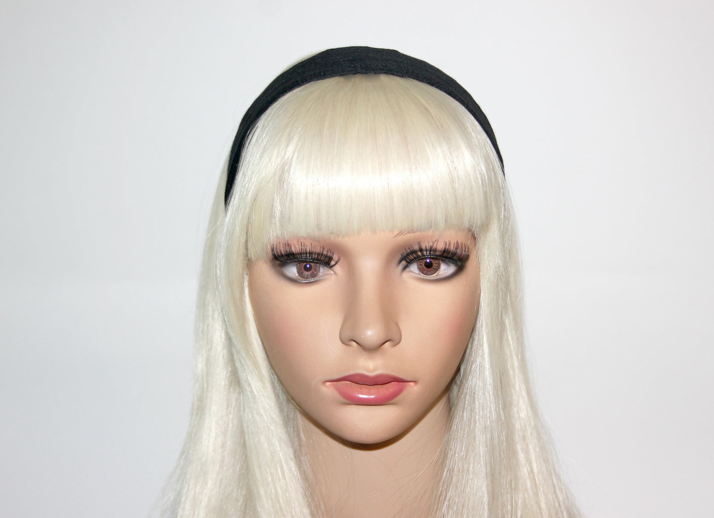 Black raw silk flat headband Handmade women hairband, adjustable, plastic free