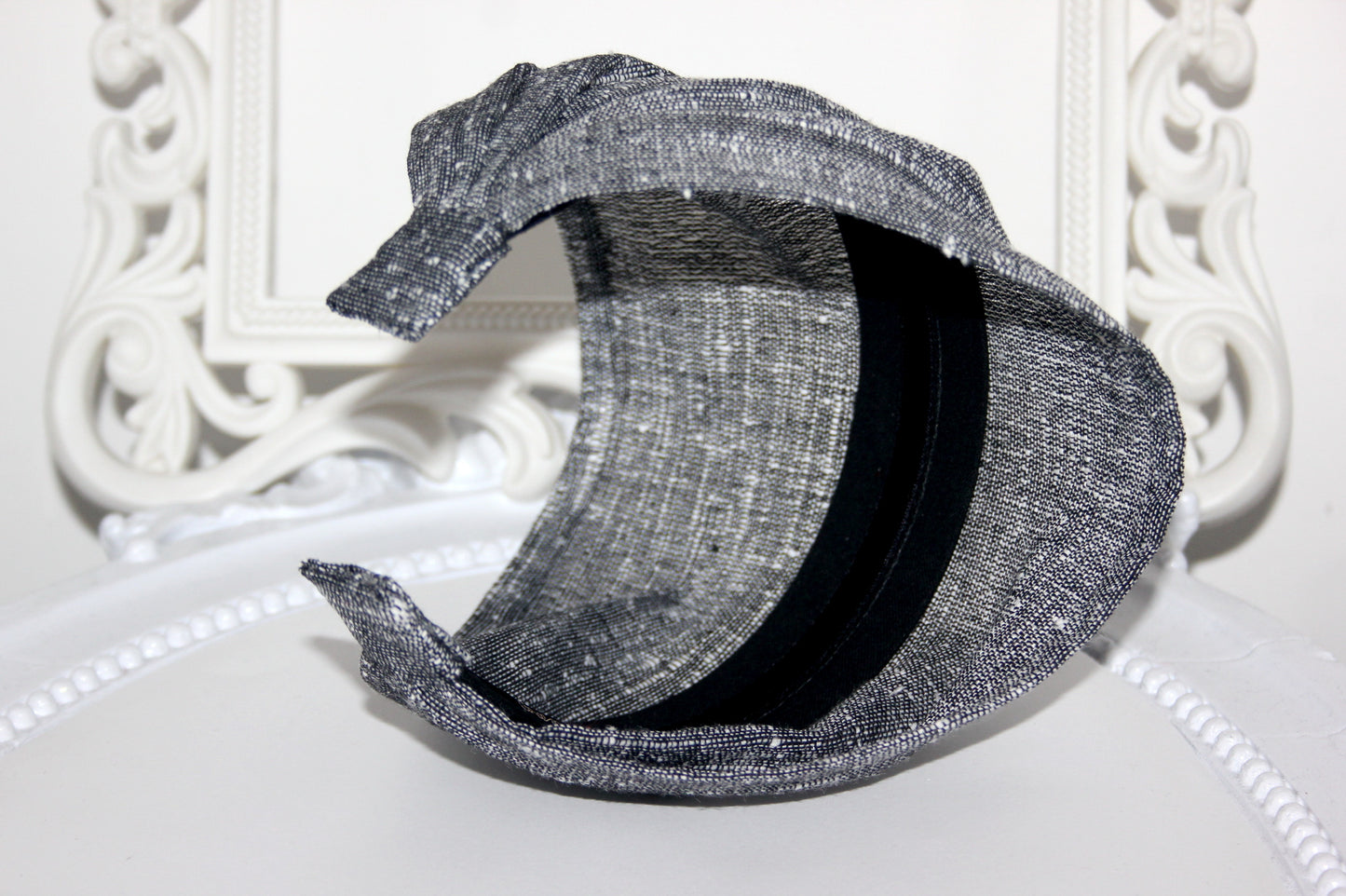 Retro headband bandana Black & White Handloom hippie head scarf