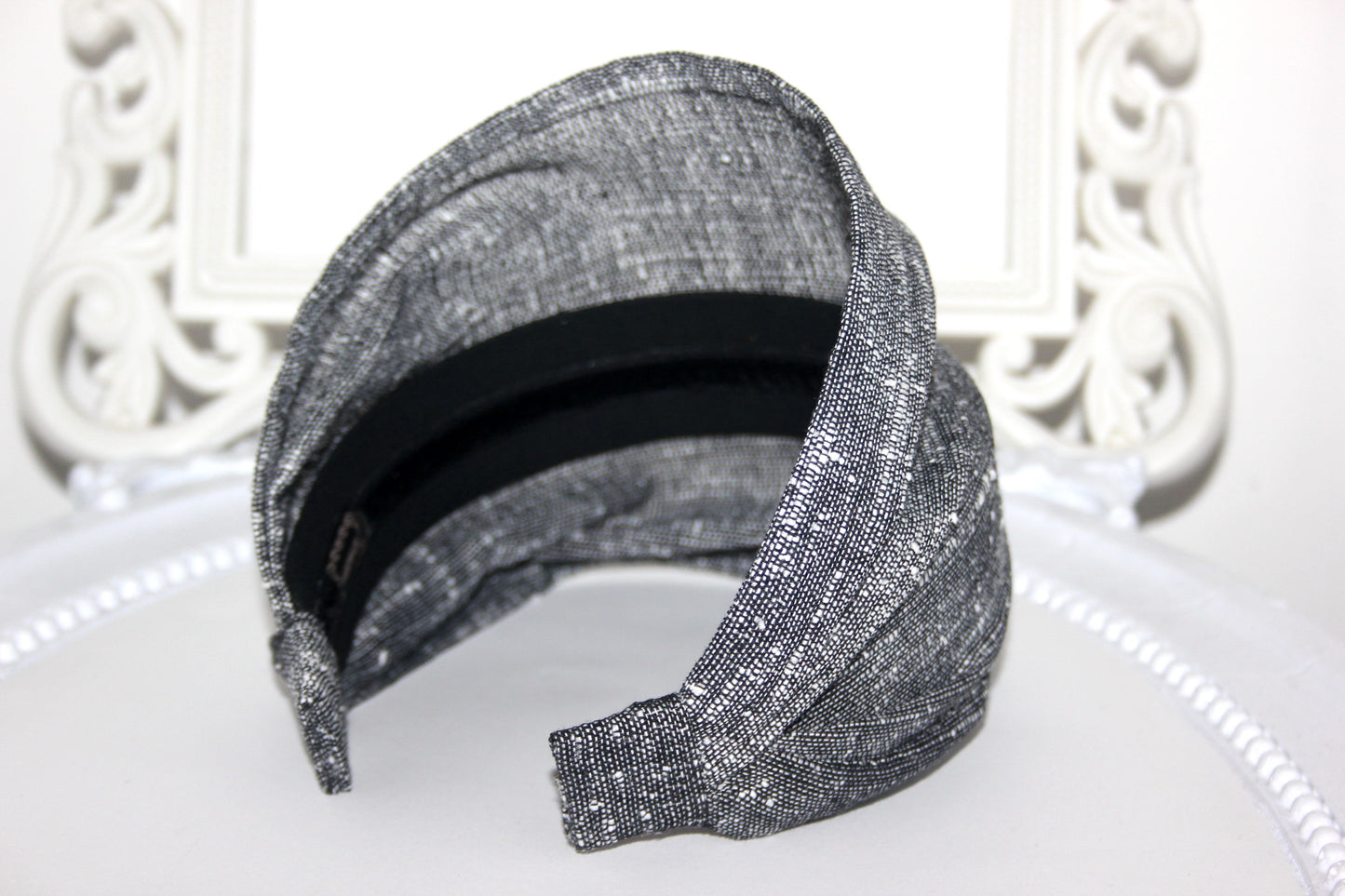 Retro headband bandana Black & White Handloom hippie head scarf