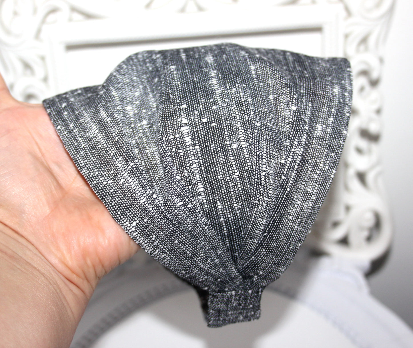 Retro headband bandana Black & White Handloom hippie head scarf