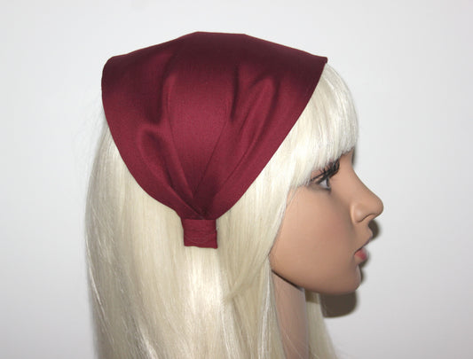 Dark Red headband scarf Cotton satin bandana