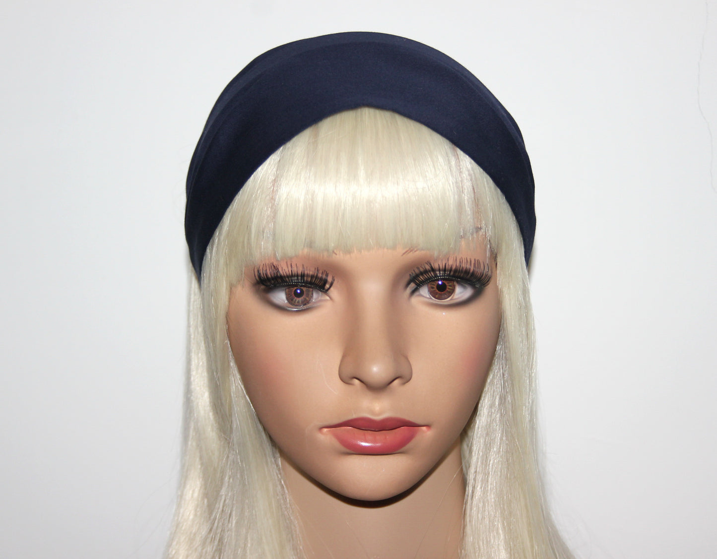Dark Blue bandana Wide Cotton satin fabric hairband Alopecia head scarf