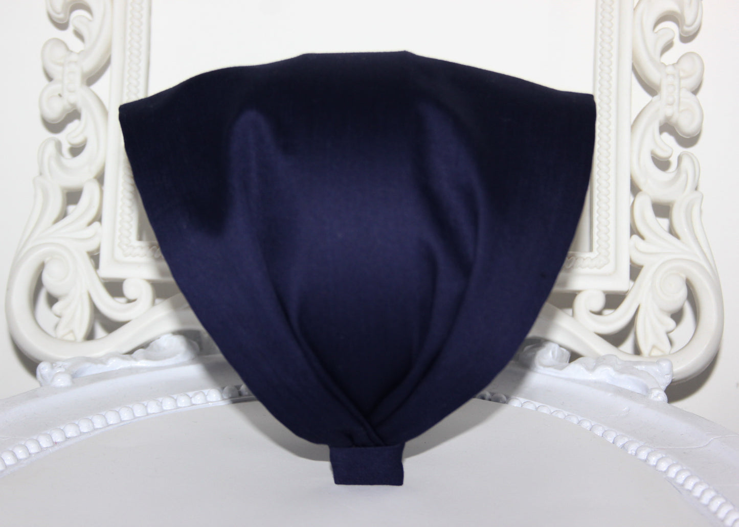 Dark Blue bandana Wide Cotton satin fabric hairband Alopecia head scarf