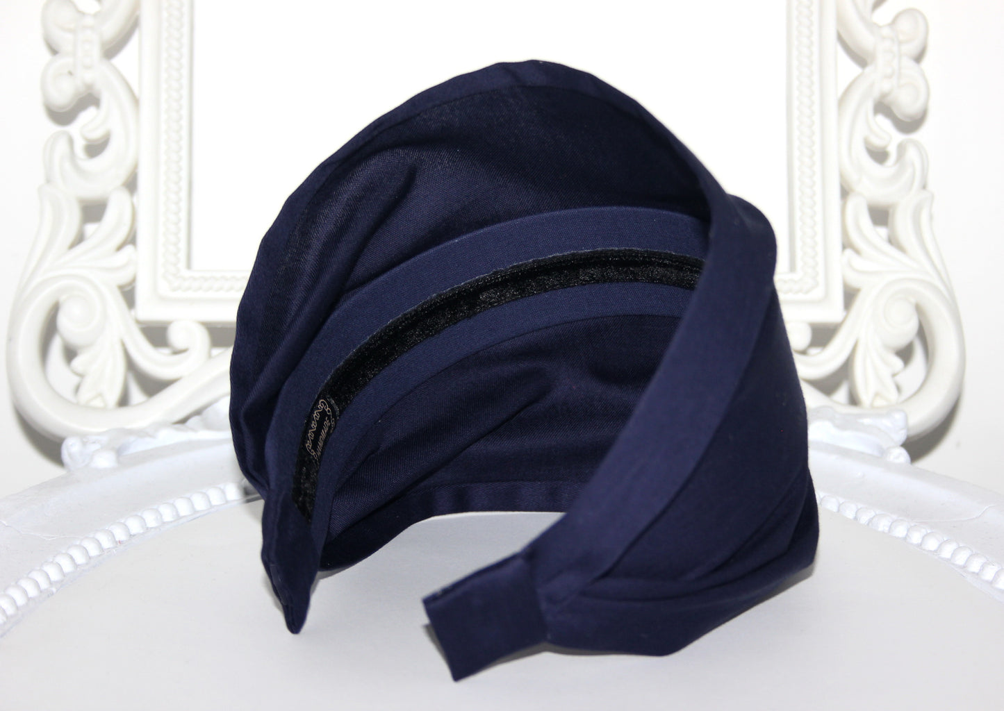 Dark Blue bandana Wide Cotton satin fabric hairband Alopecia head scarf