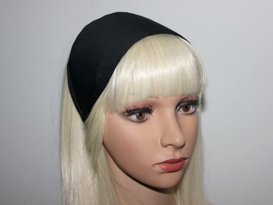 Black flat headband Wide plain cotton head scarf