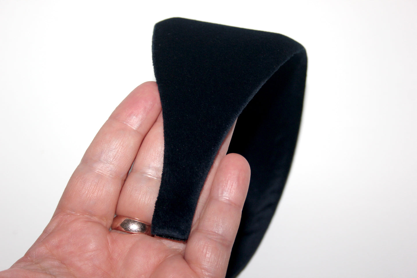 Dark Blue cotton velvet headband for women, from narrow to extra wide hairband, plastic free